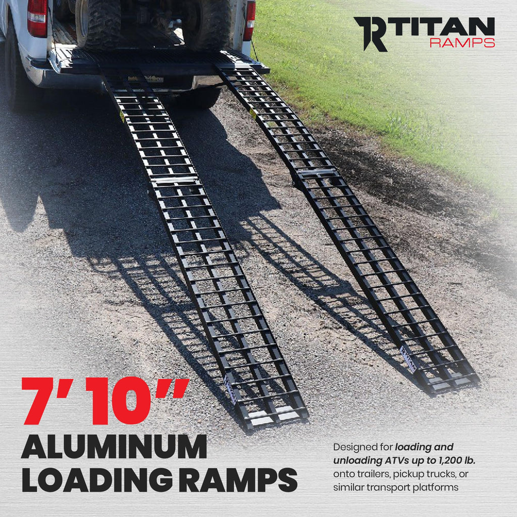 Titan Ramps Aluminum ATV Motorcycle Loading Ramps, 1,200 lb, 9 Ft, 2-Pack