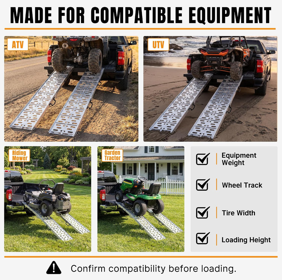 Loading Ramps for Pickup Trucks, 7.5 ft Aluminum ATV Ramps, 2 Pack