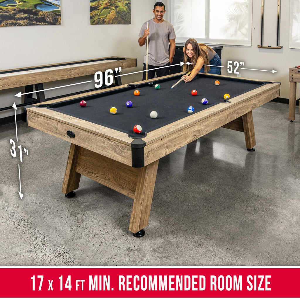 GoSports 7 and 8 ft Pool Tables with Wood Finish - Gray, Black, or Green Felt - Accessories Not Included