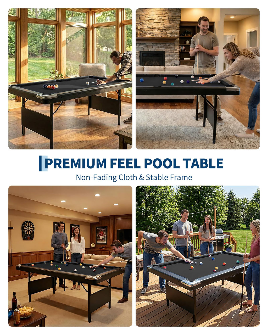 6,7 Foot Foldable Pool Table, Portable Billiards Table for Adults with Full Accessories Set, Mesa De Billar Includes 16 Balls, 2 Cue Sticks, Chalk, Rack & Brush, Game Room Table for Home