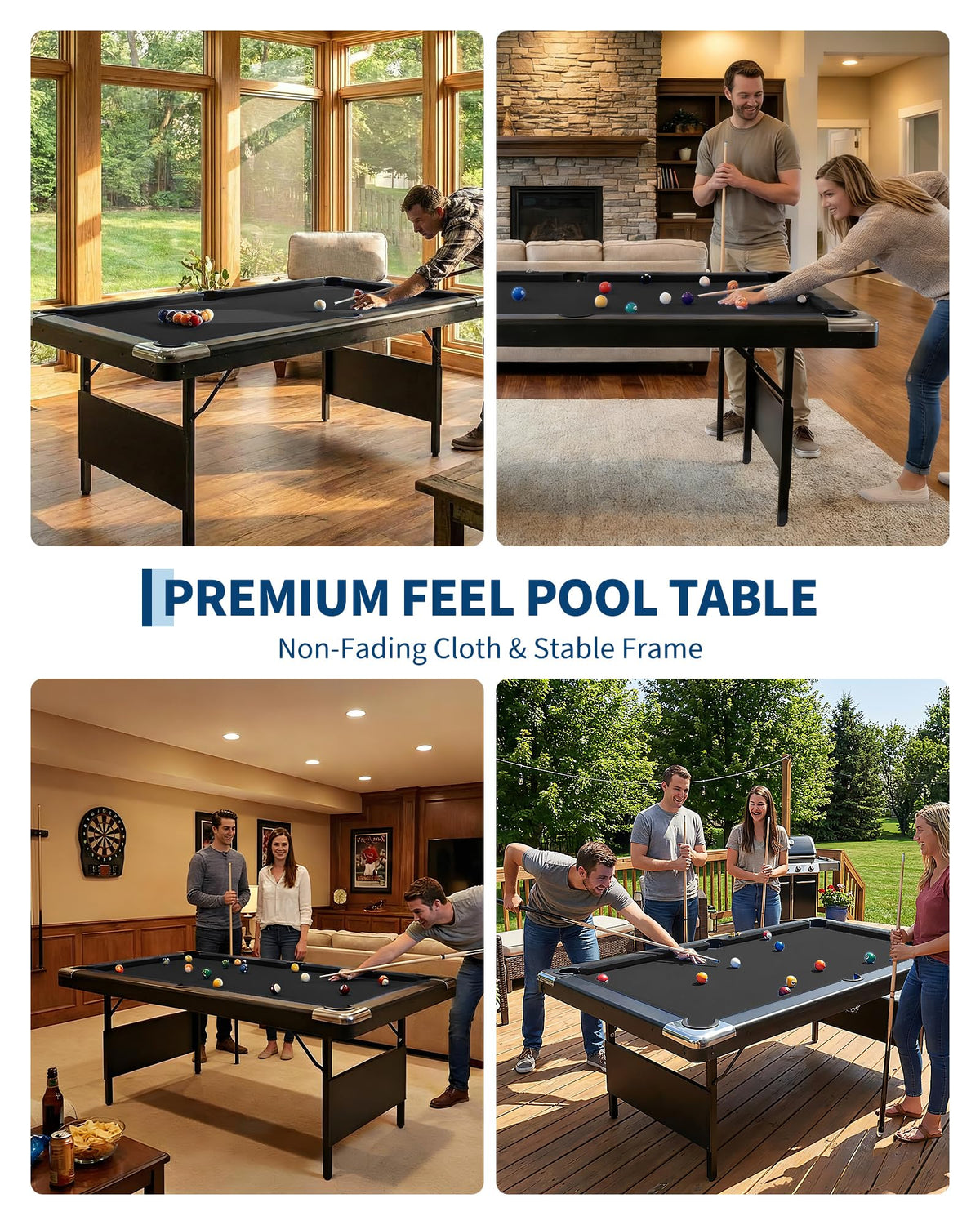 6,7 Foot Foldable Pool Table, Portable Billiards Table for Adults with Full Accessories Set, Mesa De Billar Includes 16 Balls, 2 Cue Sticks, Chalk, Rack & Brush, Game Room Table for Home