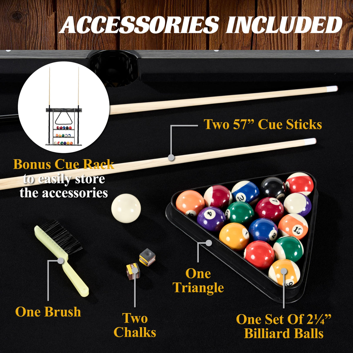 Barrington Billiards Drop Pocket Pool Table with Complete Accessory Set