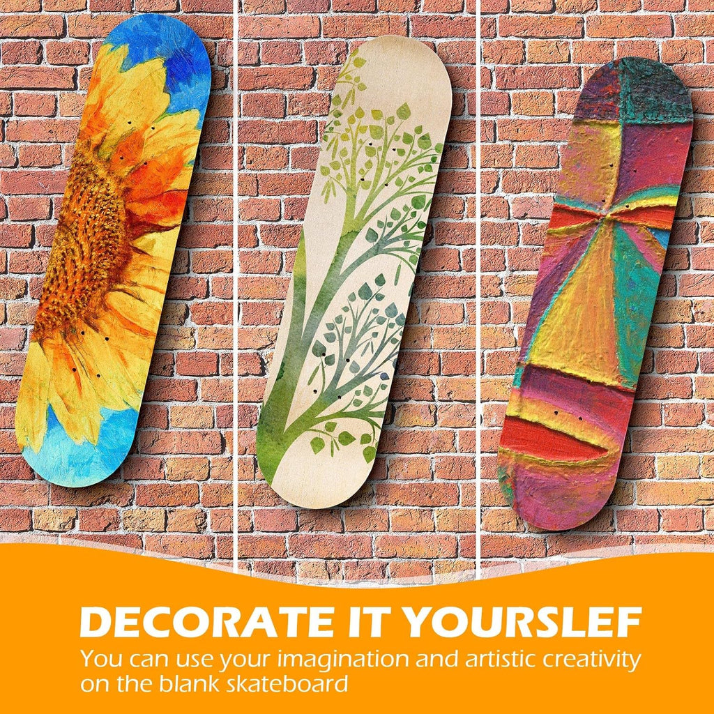 Honoson 12 Pcs Blank Skateboard Decks 32 x 8 Inch Maple Double Tail Deck