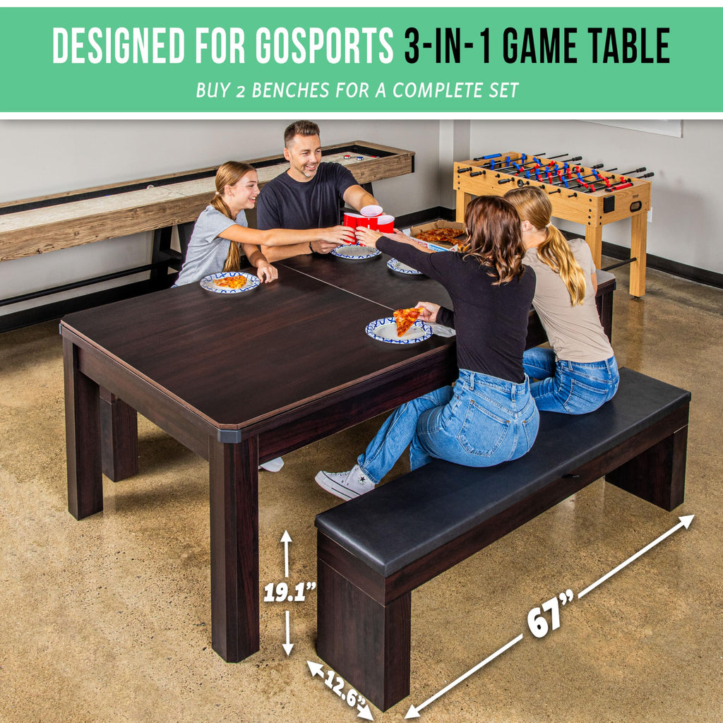 GoSports 3 in 1 Pool, Dining, & Table Tennis Combo Table and Storage Benches - 7 ft or 8 ft - Convertible Billiards and Table Tennis with Accessories