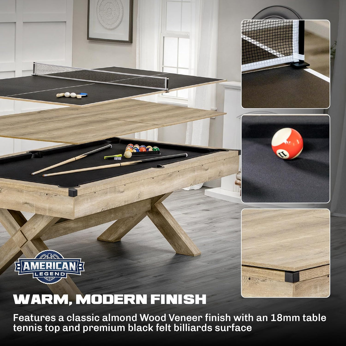 American Legend 90" Westbrook 3-in-1 Combo Game Table