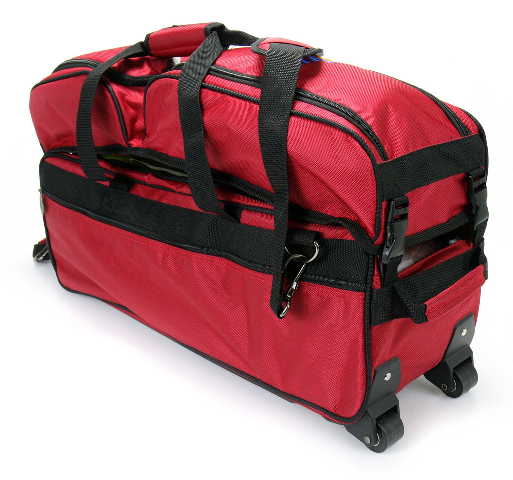 3 Ball Deluxe Bowling Tournament Roller Tote with detachable Shoe and Accessory Bag