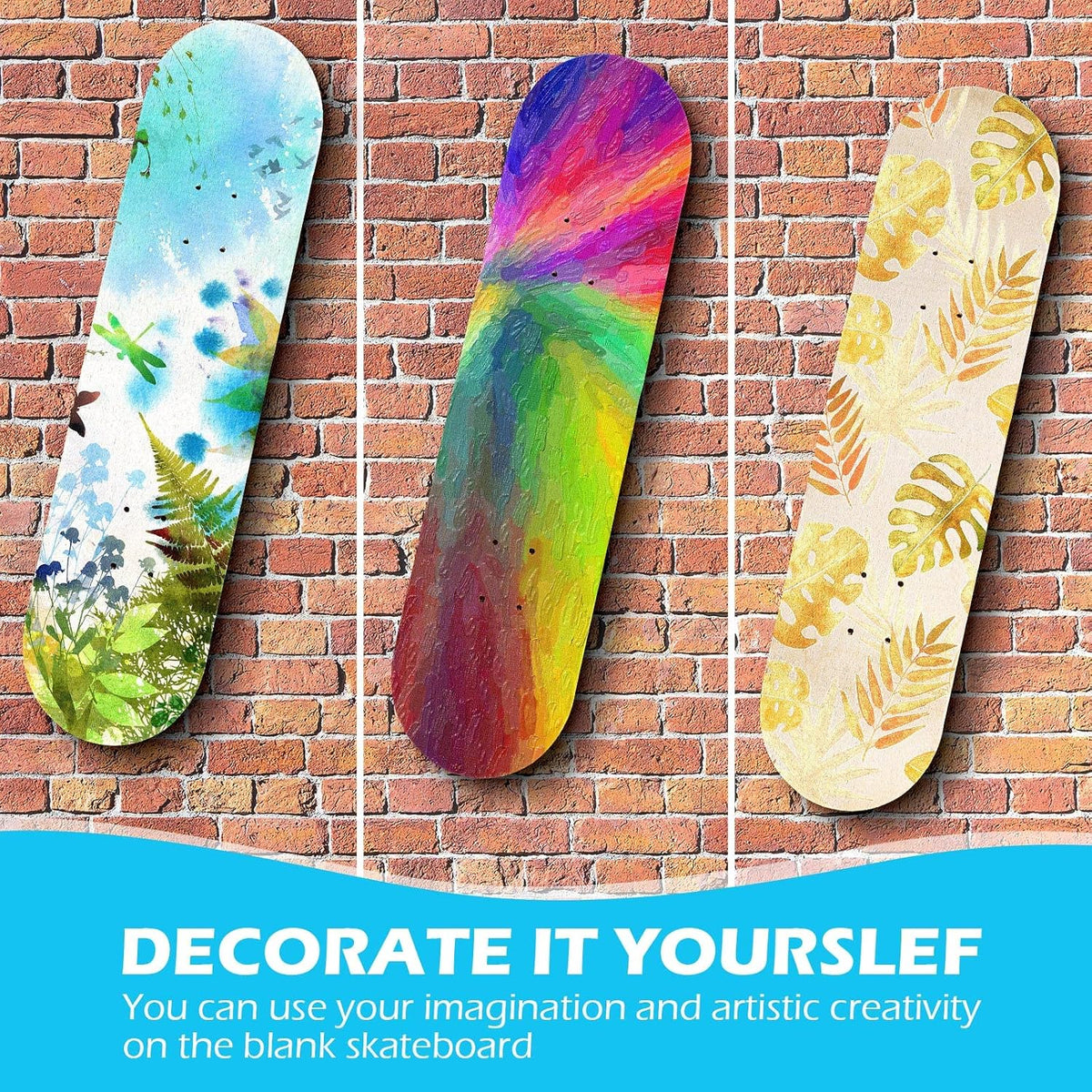 Meooeck Blank Skateboard Decks Bulk 7.9 x 31 Inch Natural 7 Layer Wooden Double Tail Plain Skate Decks for Replacement Art Painting Home Decor
