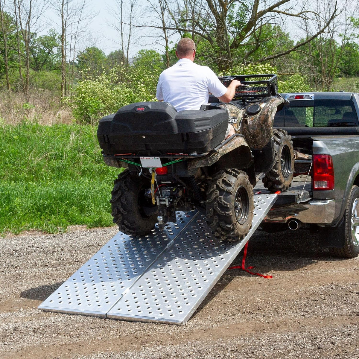 Black Widow Aluminum Punch-Plate Bi-Fold ATV Ramp, 1,500 lb, 71.25" x 44"