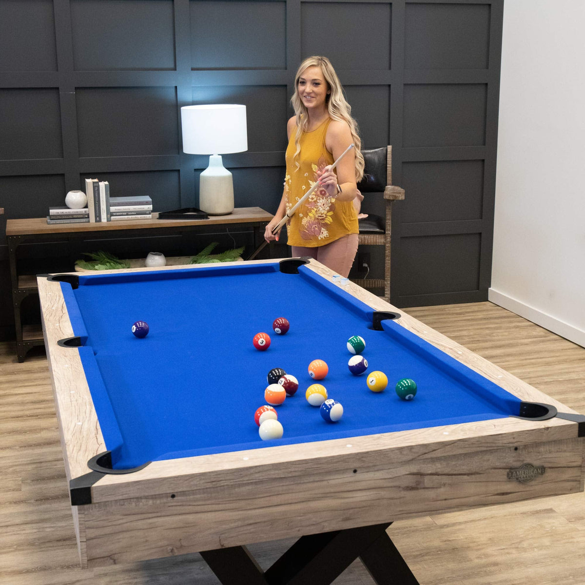 American Legend Billiard Table with Rustic Wood Finish