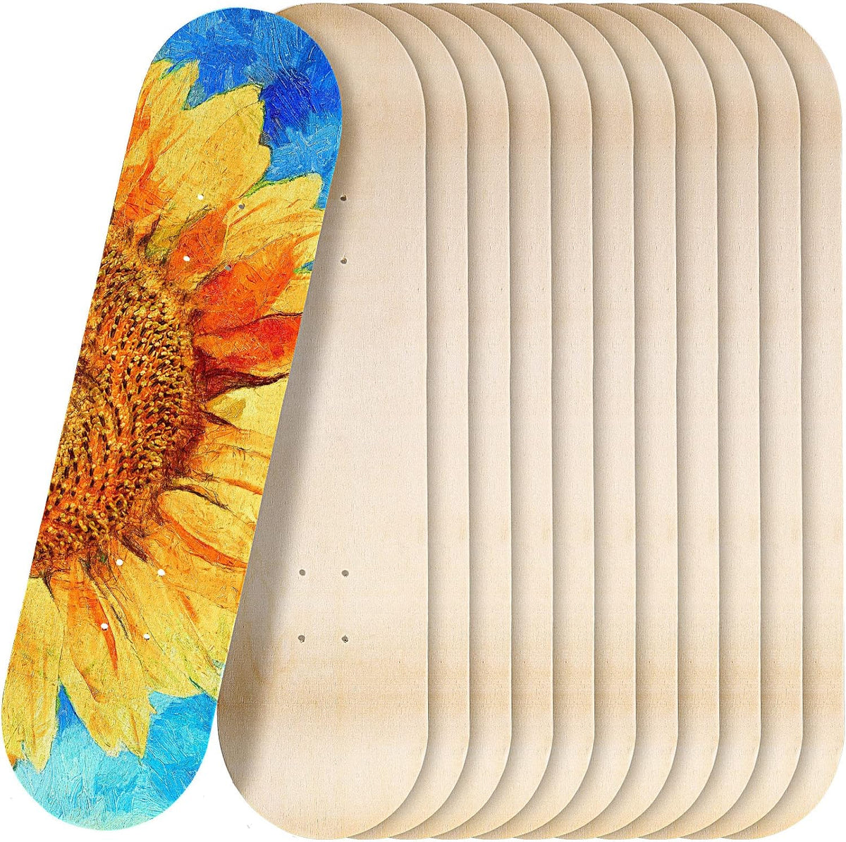 Honoson 12 Pcs Blank Skateboard Decks 32 x 8 Inch Maple Double Tail Deck