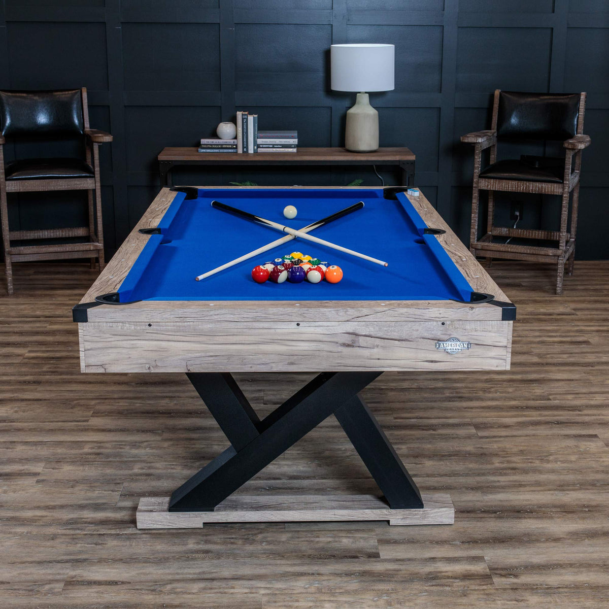 American Legend Billiard Table with Rustic Wood Finish