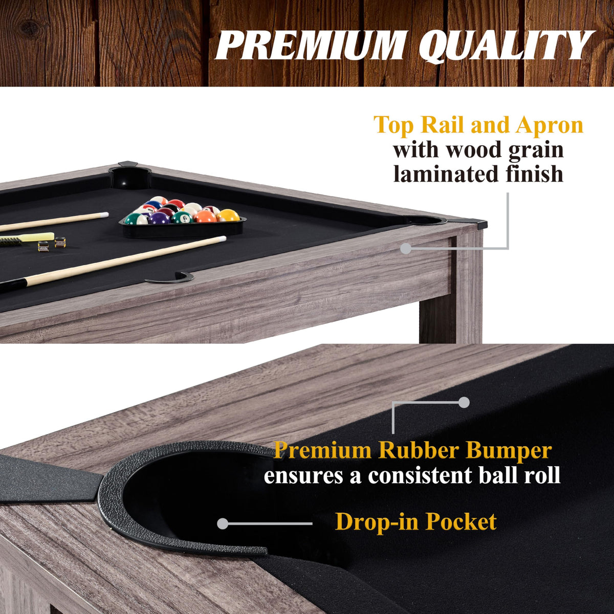 Barrington Billiards 7Ft. Combo Table 3-in-1 Pool Table, Dining & Ping Pong