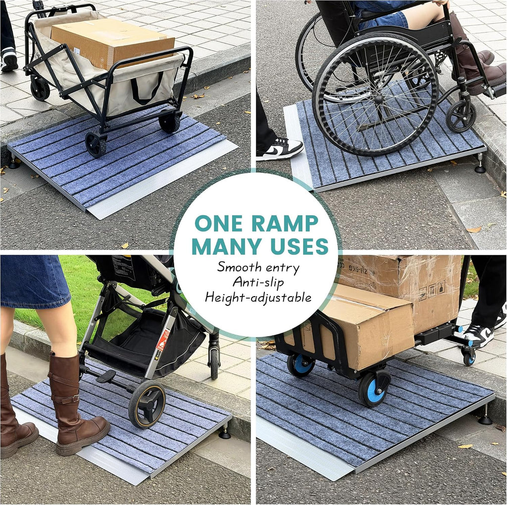 Adjustable Threshold Ramp for Doorways, 30"x 36", 3-6.2 in Height
