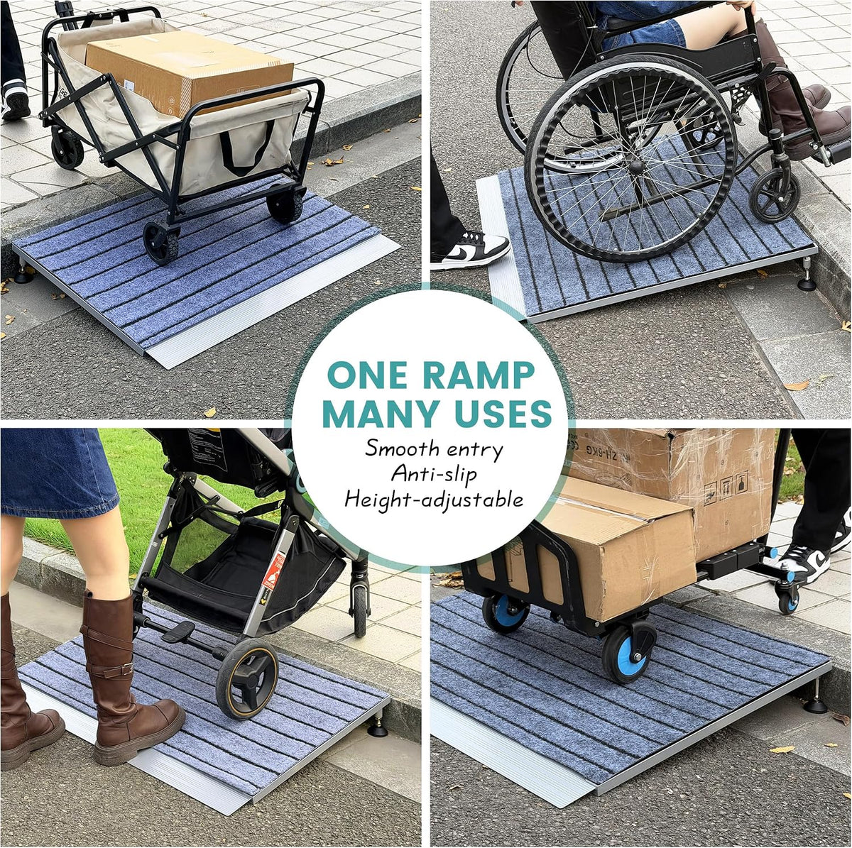 Adjustable Threshold Ramp for Doorways, 30"x 36", 3-6.2 in Height