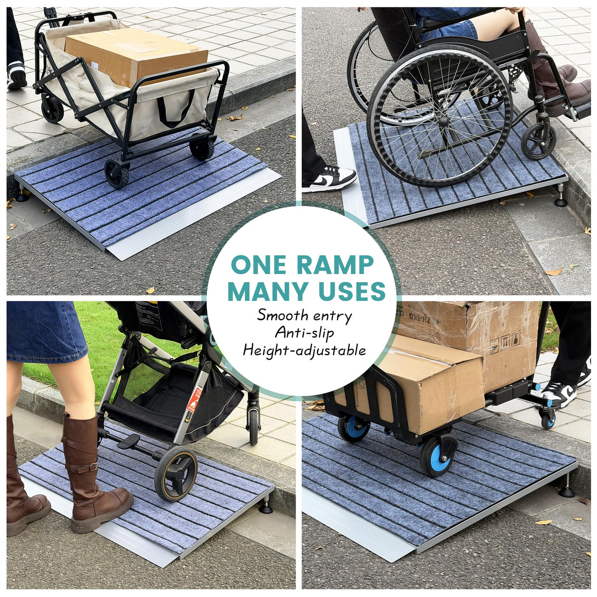 Adjustable Threshold Ramp for Doorways, 30"x 36", 3-6.2 in Height