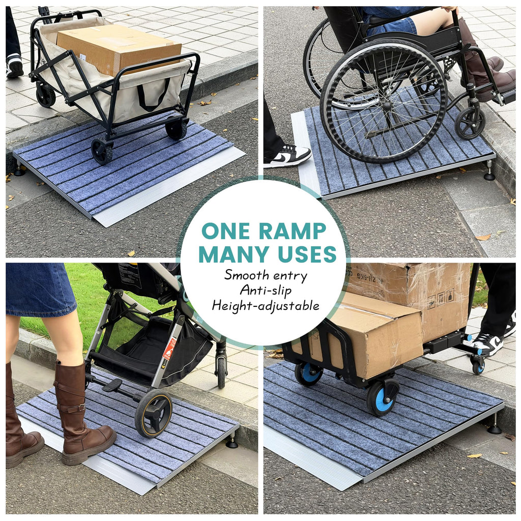 Adjustable Threshold Ramp for Doorways, 30"x 36", 3-6.2 in Height