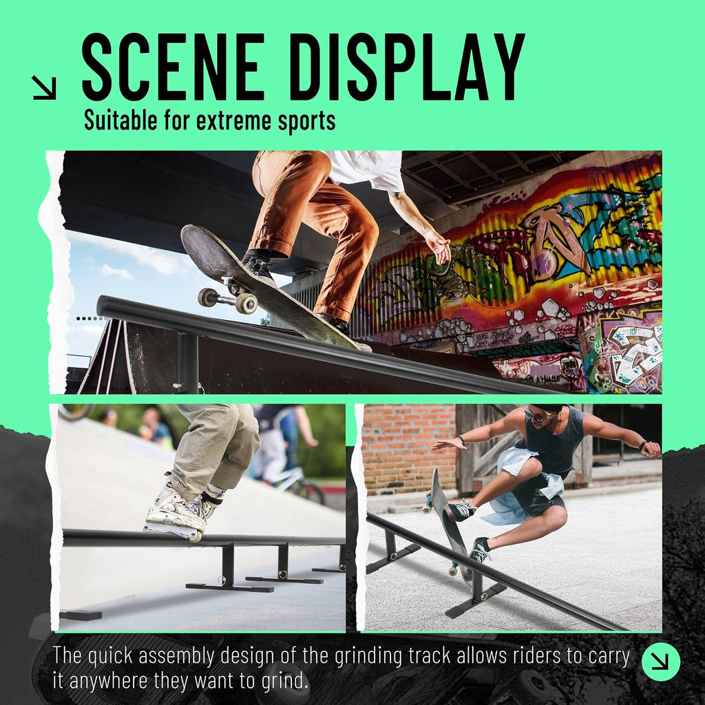 98.8" Round Skate Rail for Skateboards, Scooters & Inline Skates -