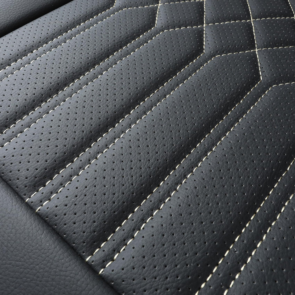 Tomatoman Car Seat Covers Compatible with Chevrolet Bolt EV EUV Faux Waterproof Leather Dustproof Safety Airbag Compatible(2PCS Front/Black Gold)