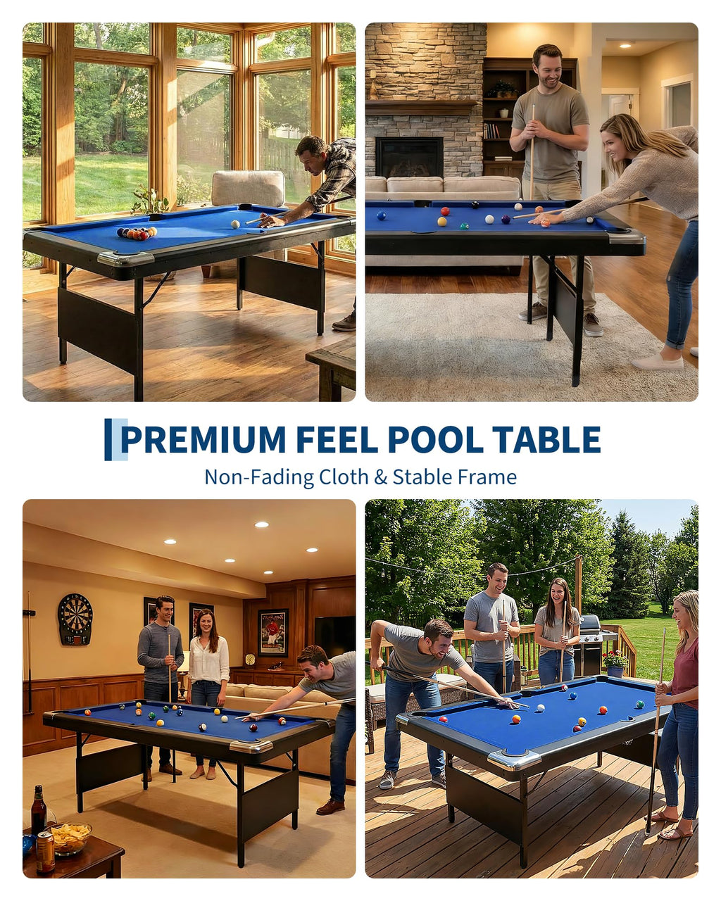 6,7 Foot Foldable Pool Table, Portable Billiards Table for Adults with Full Accessories Set, Mesa De Billar Includes 16 Balls, 2 Cue Sticks, Chalk, Rack & Brush, Game Room Table for Home