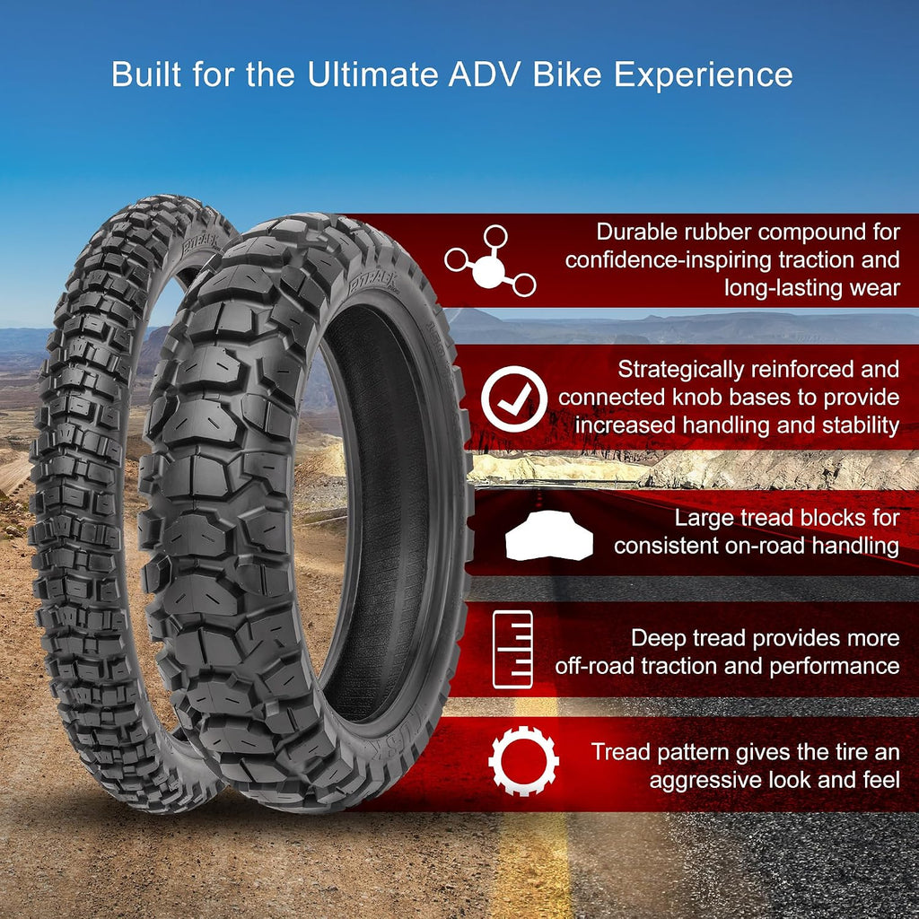 Tusk 2Track Adventure Tire Rear 150/70B-18 (70T) â Dual-Sport Motorcycle Tire, Directional Knobby Tread, Durable Bias Construction, DOT Compliant