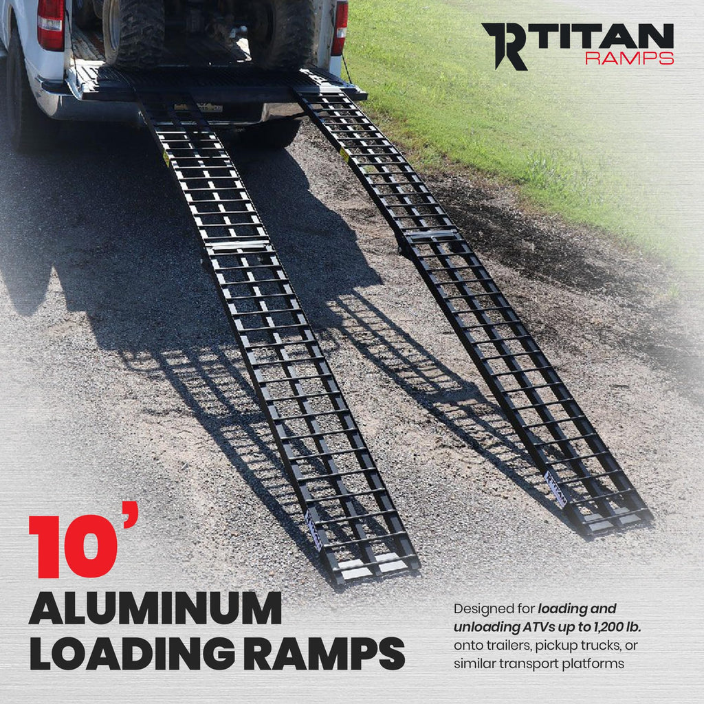 Titan Ramps Aluminum ATV Motorcycle Loading Ramps, 1,200 lb, 9 Ft, 2-Pack