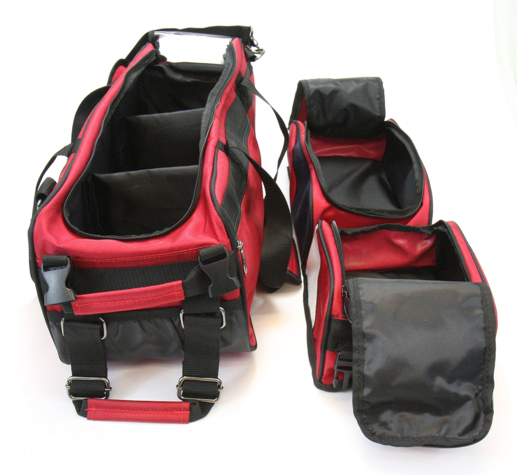 3 Ball Deluxe Bowling Tournament Roller Tote with detachable Shoe and Accessory Bag