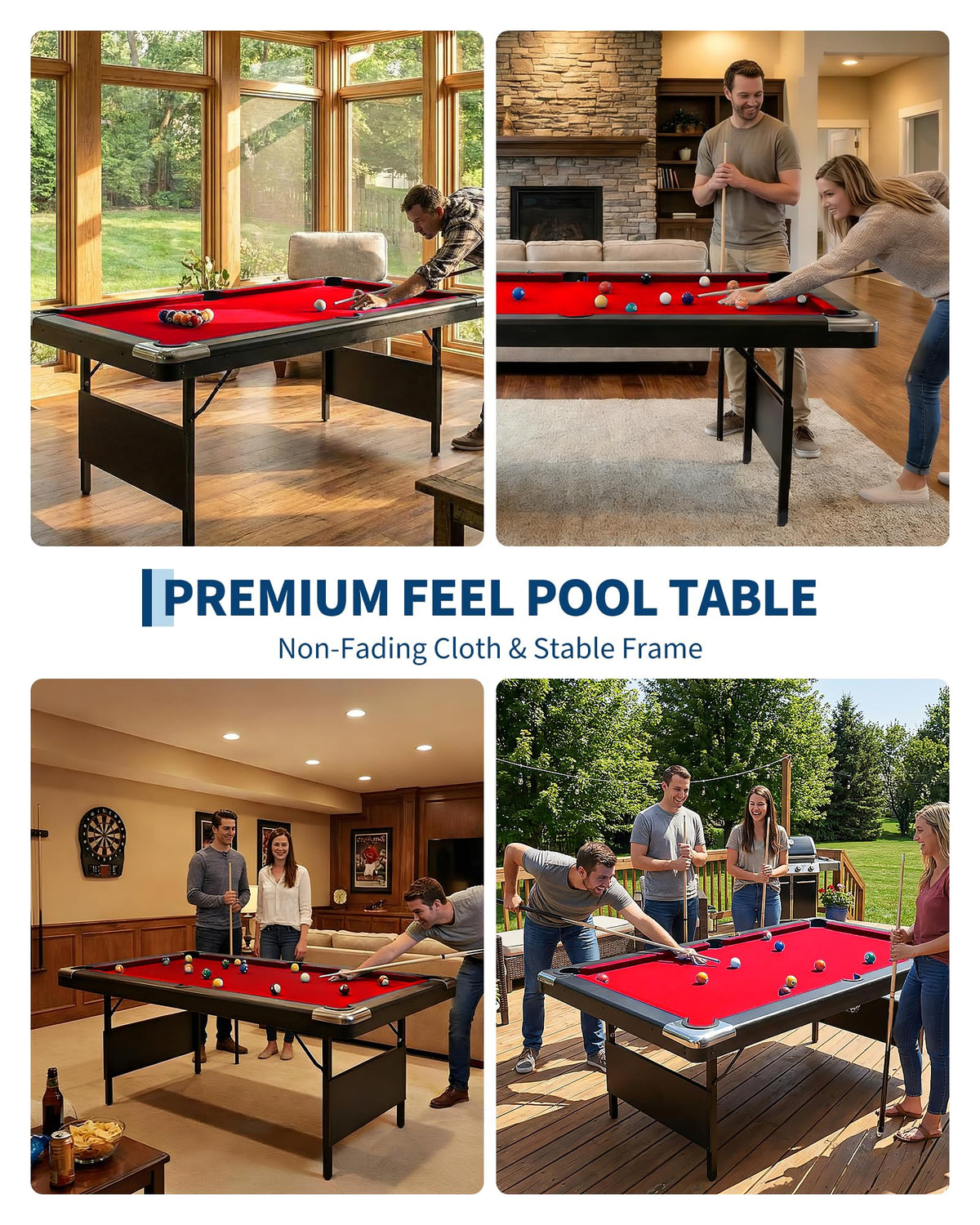 6,7 Foot Foldable Pool Table, Portable Billiards Table for Adults with Full Accessories Set, Mesa De Billar Includes 16 Balls, 2 Cue Sticks, Chalk, Rack & Brush, Game Room Table for Home
