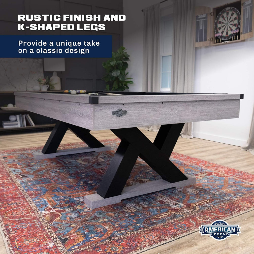 American Legend Billiard Table with Rustic Wood Finish