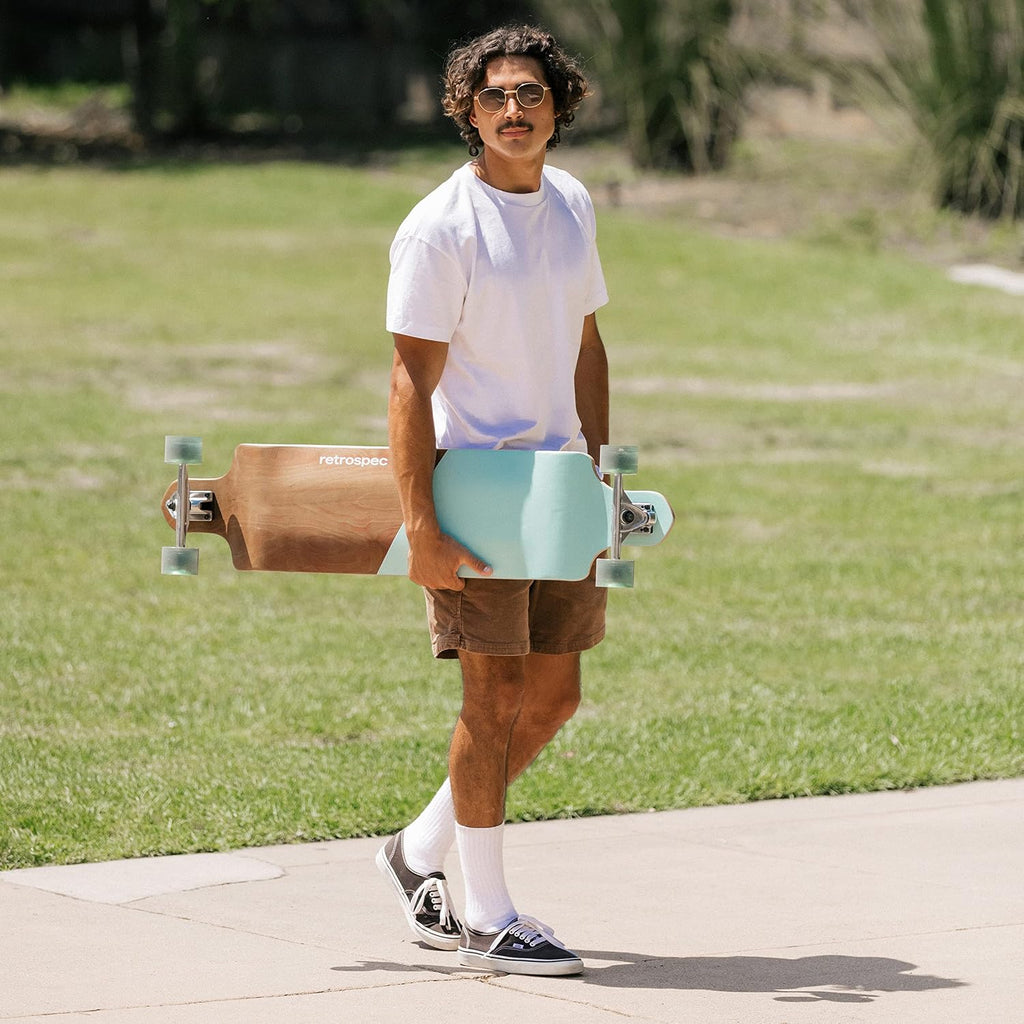 Retrospec Tidal Drop Down Longboard - 41" Extra Wide Stable Deck, 9-Ply Canadian Maple, ABEC-9 Bearings, 85A PU Wheels, Reverse Kingpin Trucks for Cruising & Downhill