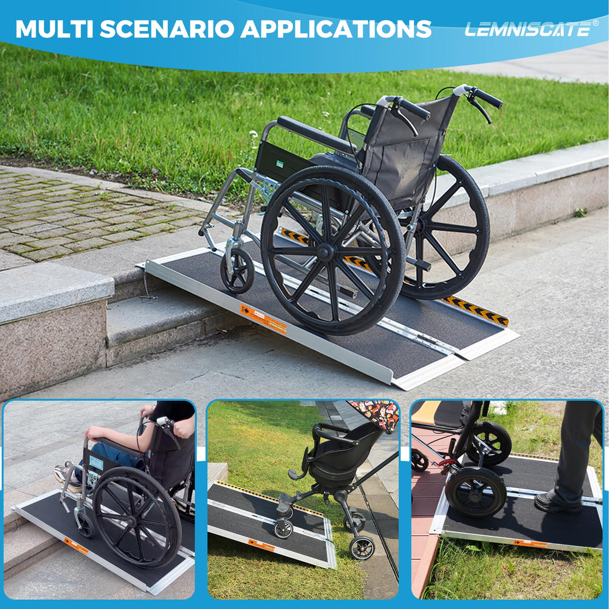 LEMNISCATE 2FT Portable Wheelchair Ramp Aluminum Non-Slip Handicap for Home