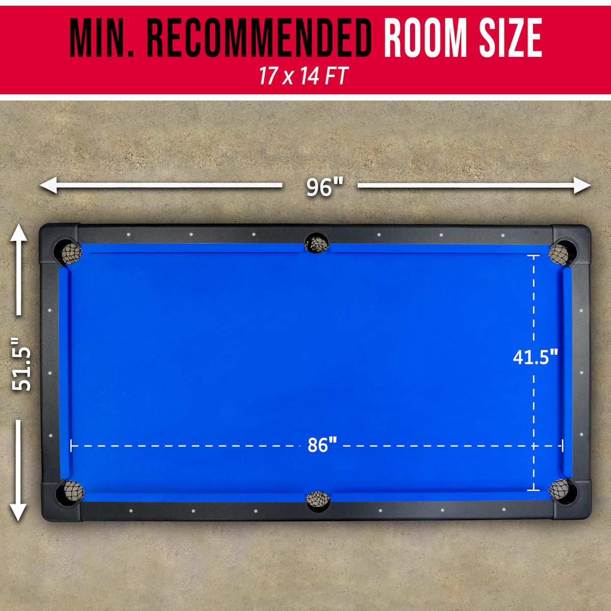 GoSports 6, 7, or 8 ft Portable Billiards Tables - No Assembly, Includes Set of Balls, 2 Cue Sticks, Chalk, Felt Brush
