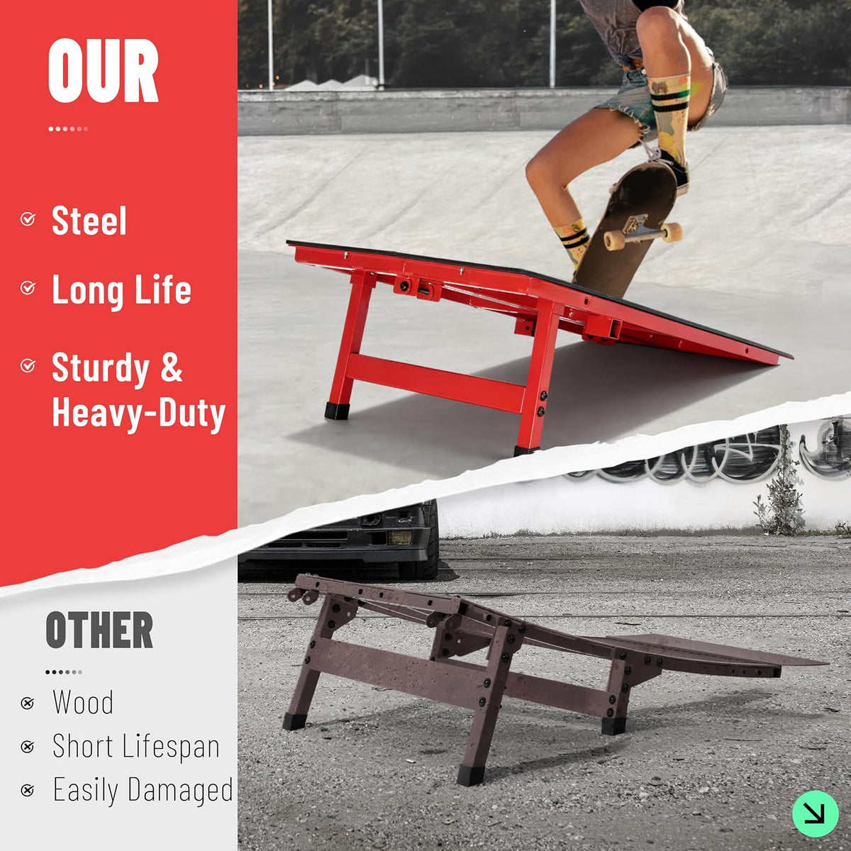 39.53In Skate Grind Rail - Portable Skateboard Rail for Grinding,