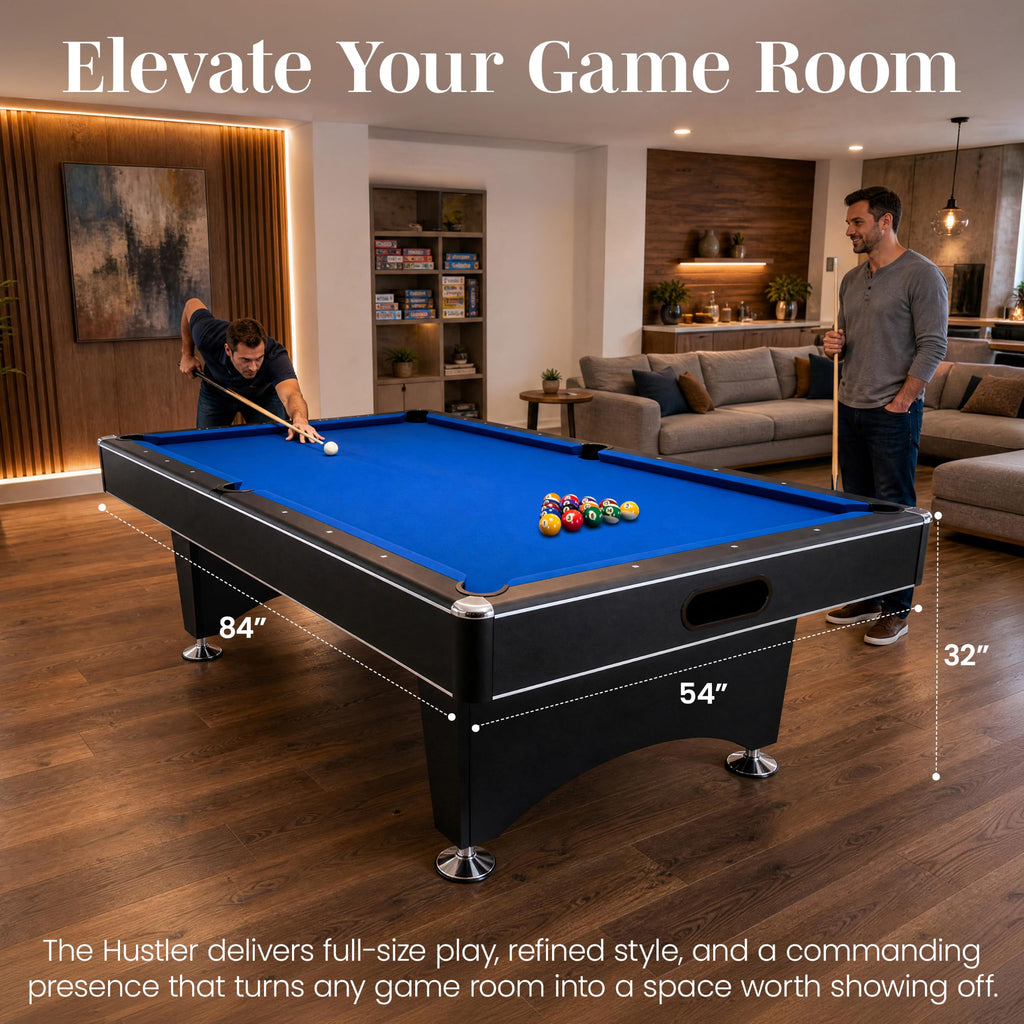 Hathaway Hustler Tournament Pool Table â Includes Cue Sticks, Billiard Balls, Automatic Ball Return â Perfect for Competitive Players and Family Games Room