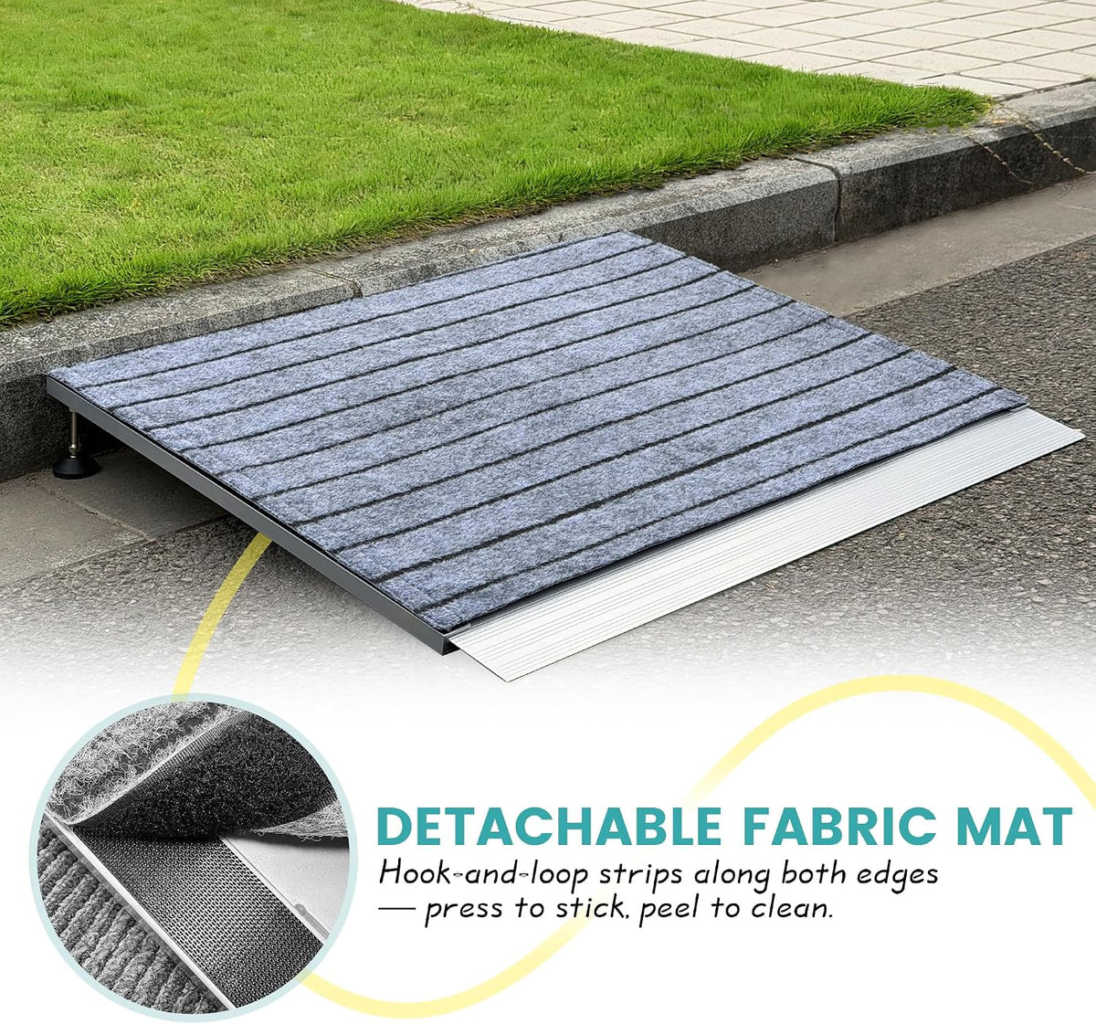 Adjustable Threshold Ramp for Doorways, 30"x 36", 3-6.2 in Height