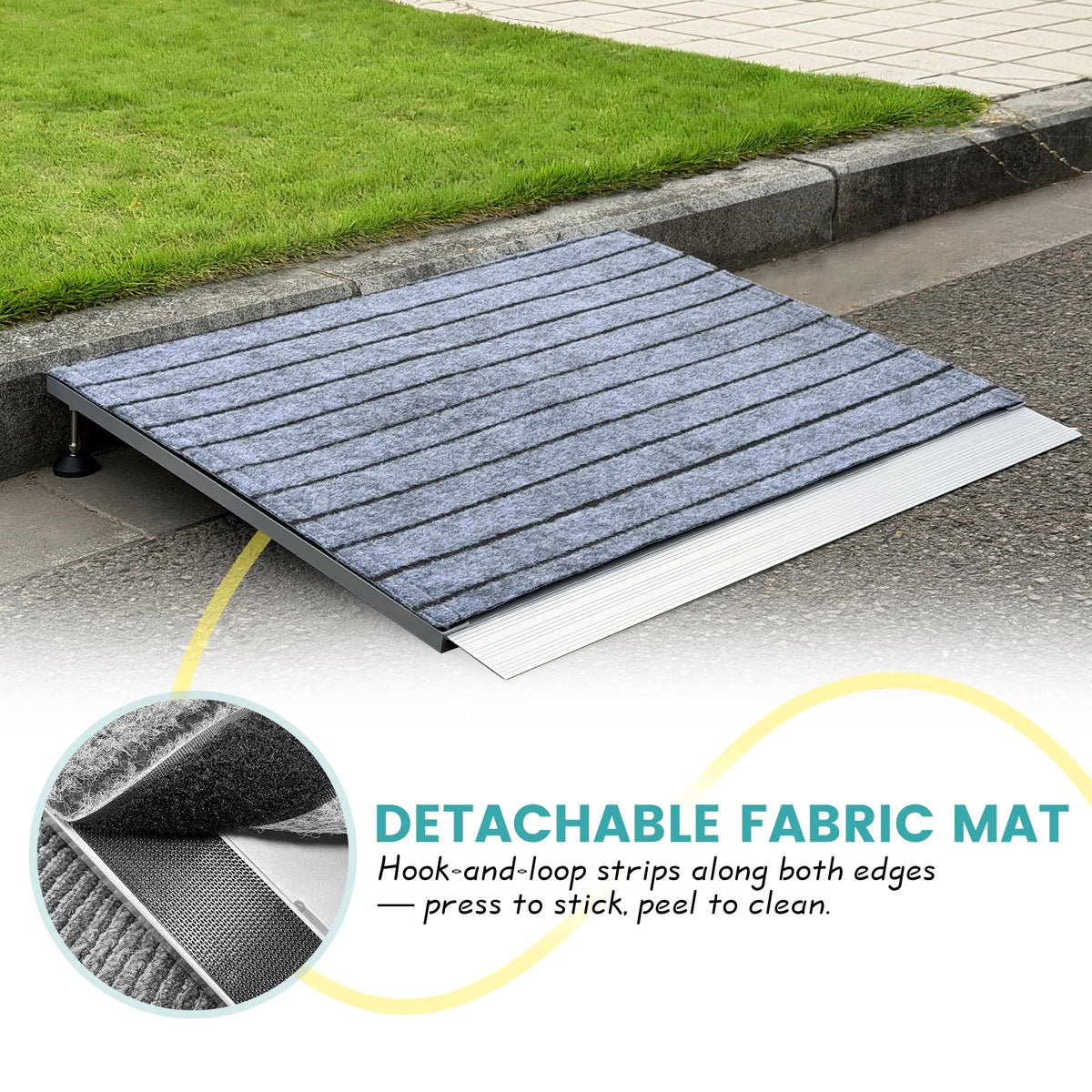 Adjustable Threshold Ramp for Doorways, 30"x 36", 3-6.2 in Height