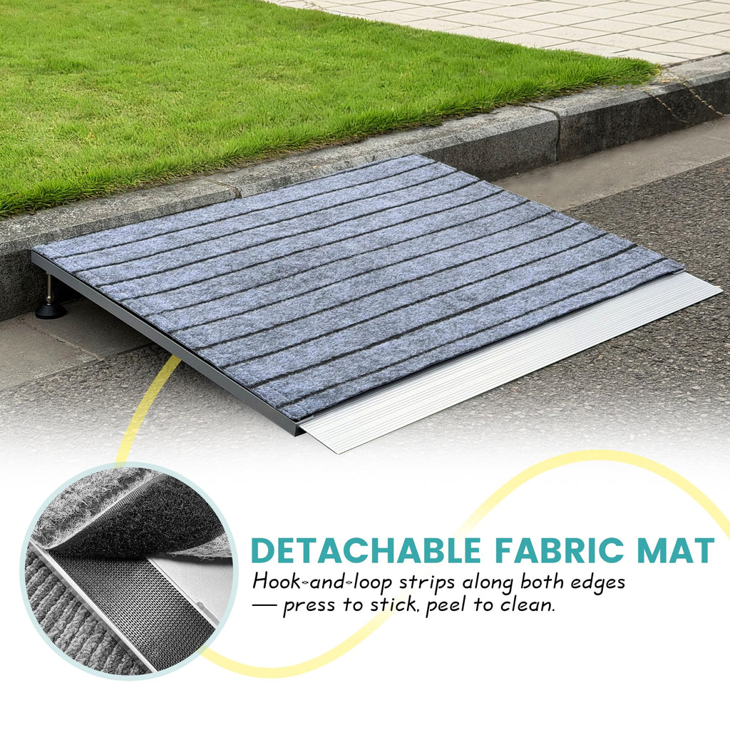 Adjustable Threshold Ramp for Doorways, 30"x 36", 3-6.2 in Height