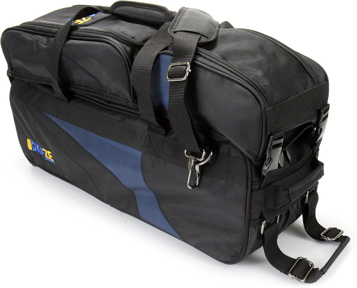 3 Ball Deluxe Bowling Tournament Roller Tote with detachable Shoe and Accessory Bag