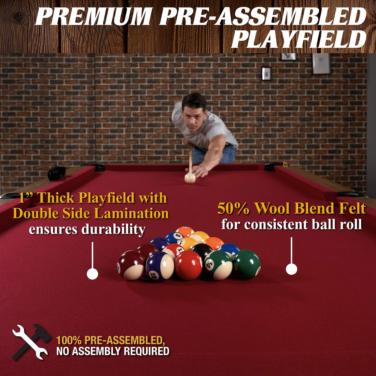 Barrington Billiards Drop Pocket Pool Table with Complete Accessory Set