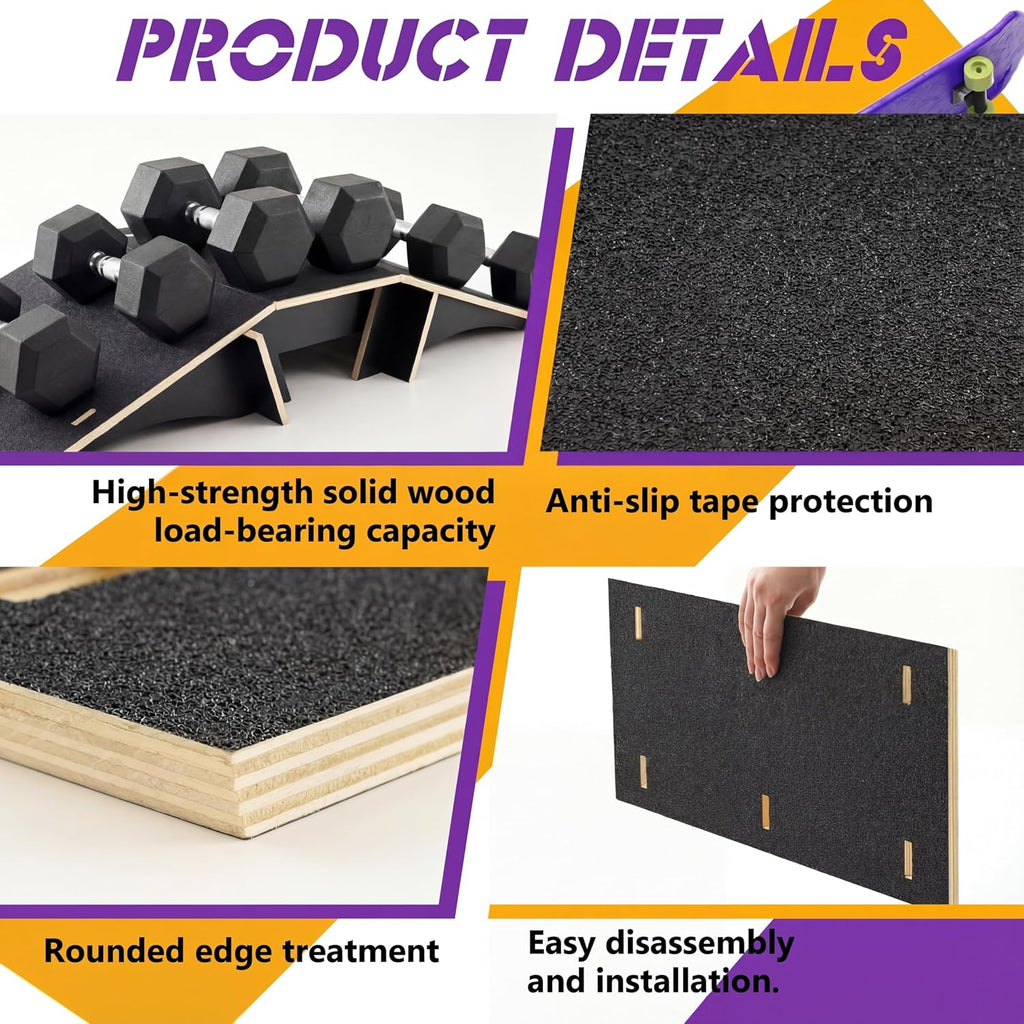 Weysat Skateboard Ramp Bike Ramp 44 Inches Solid Wood with Anti Slip Surface Skate Accessories Durable Designed for Beginners Gifts for Youngster