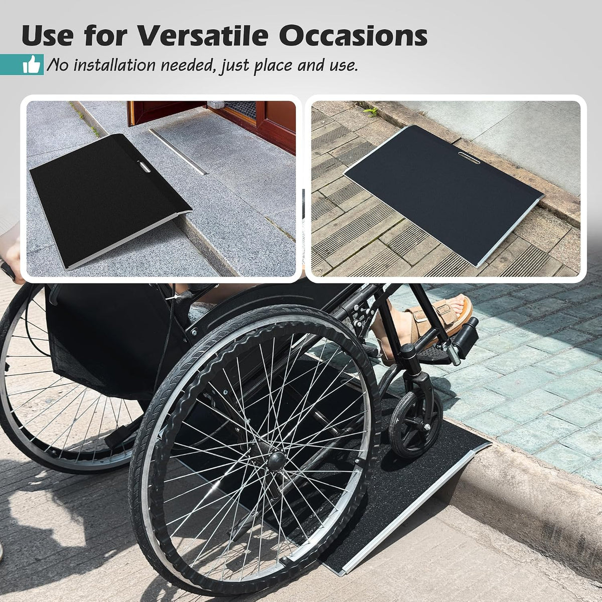Threshold Ramp for Doorways, 19 x 32 in Aluminum Wheelchair Ramp