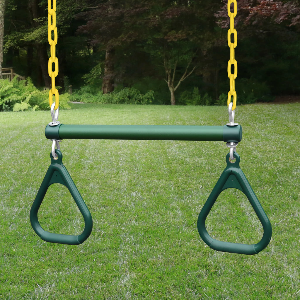 Gorilla Playsets Navigator Wooden Swing Set with Green Vinyl Canopy, Monkey Bars, and Rock Climbing Wall