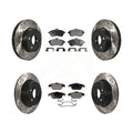 Transit Auto - Front Rear Coated Drilled Slotted Disc Brake Rotors And Semi-Metallic Pads Kit For Mercedes-Benz C300 C250 C230 KDF-100354