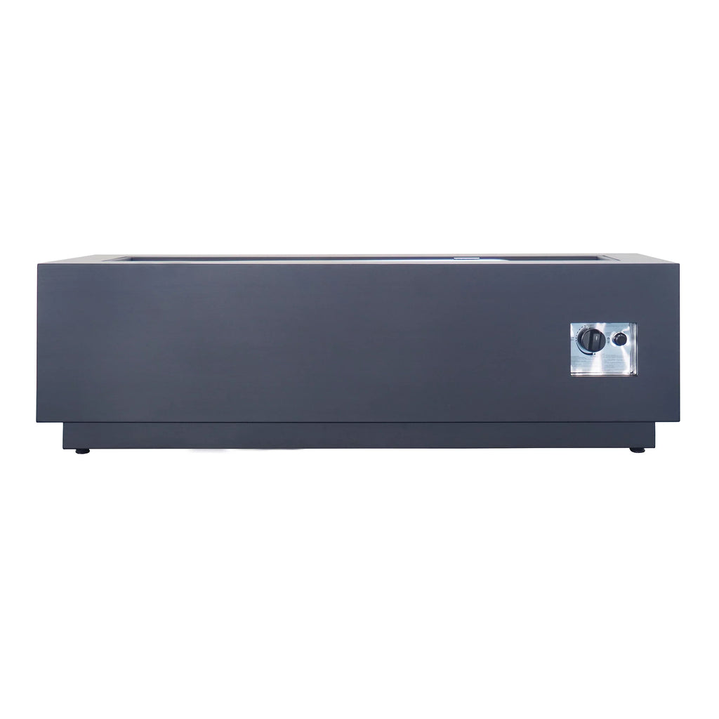 Reign Outdoor Rectangular Iron Gas Fire Pit , Dark Grey