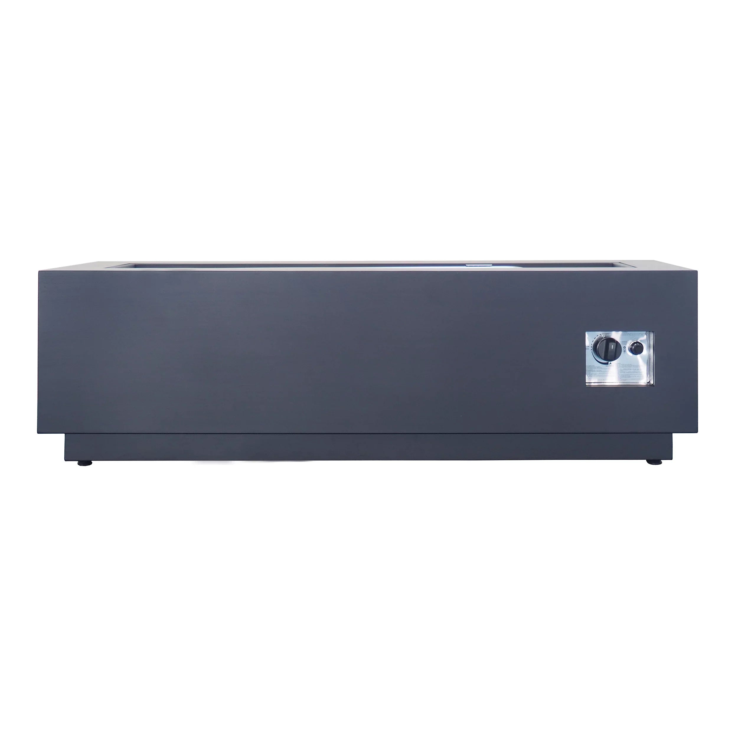 Reign Outdoor Rectangular Iron Gas Fire Pit , Dark Grey