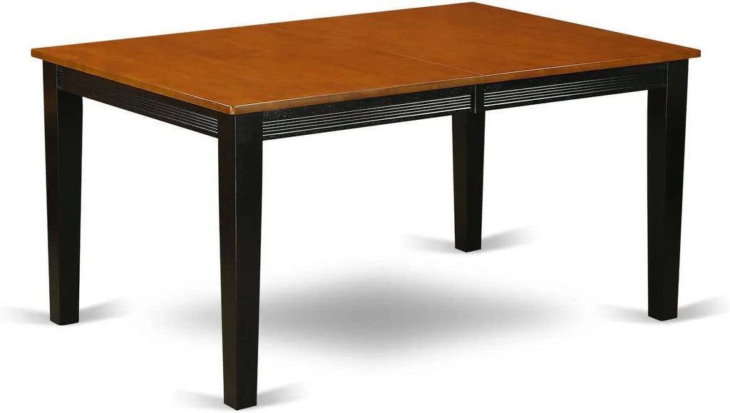 East West Furniture Kitchen Table Set with One Quincy Dining Room Table & 4 Chairs - Black & Cherry - 5 Piece