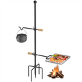 Mr IRONSTONE Campfire Grill Grate - Heavy Duty Steel, Swivel Handle, Adjustable Height and Rotation - Perfect for Outdoor Barbecue, Camping and Cooking