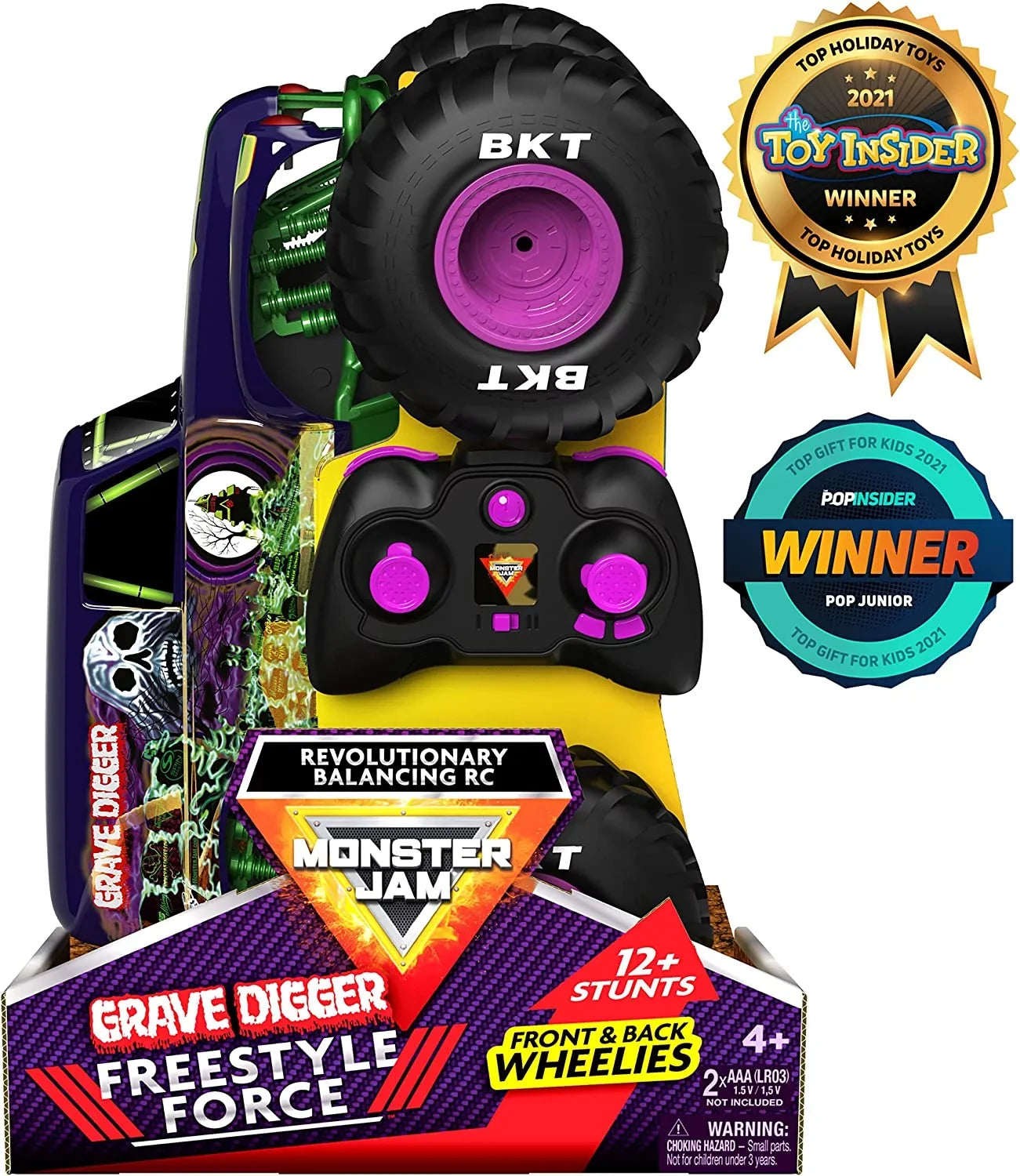 Monster Jam, Official Grave Digger Freestyle Force, Remote Control Car, Monster Truck Toys for Boys Kids and Adults, 1:15 Scale