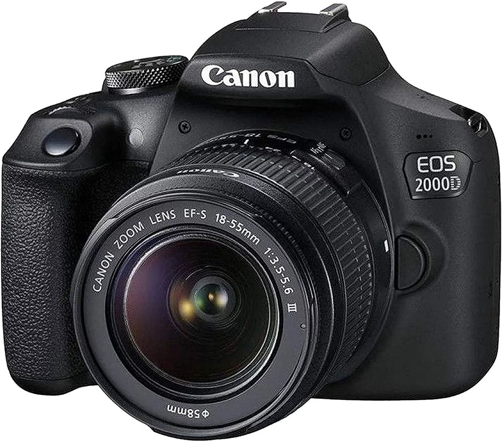 Canon EOS 2000D DSLR Camera with 18-55mm f/3.5-5.6 Zoom Lens + 128GB Card, Tripod, Flash, and More 20pc Bundle