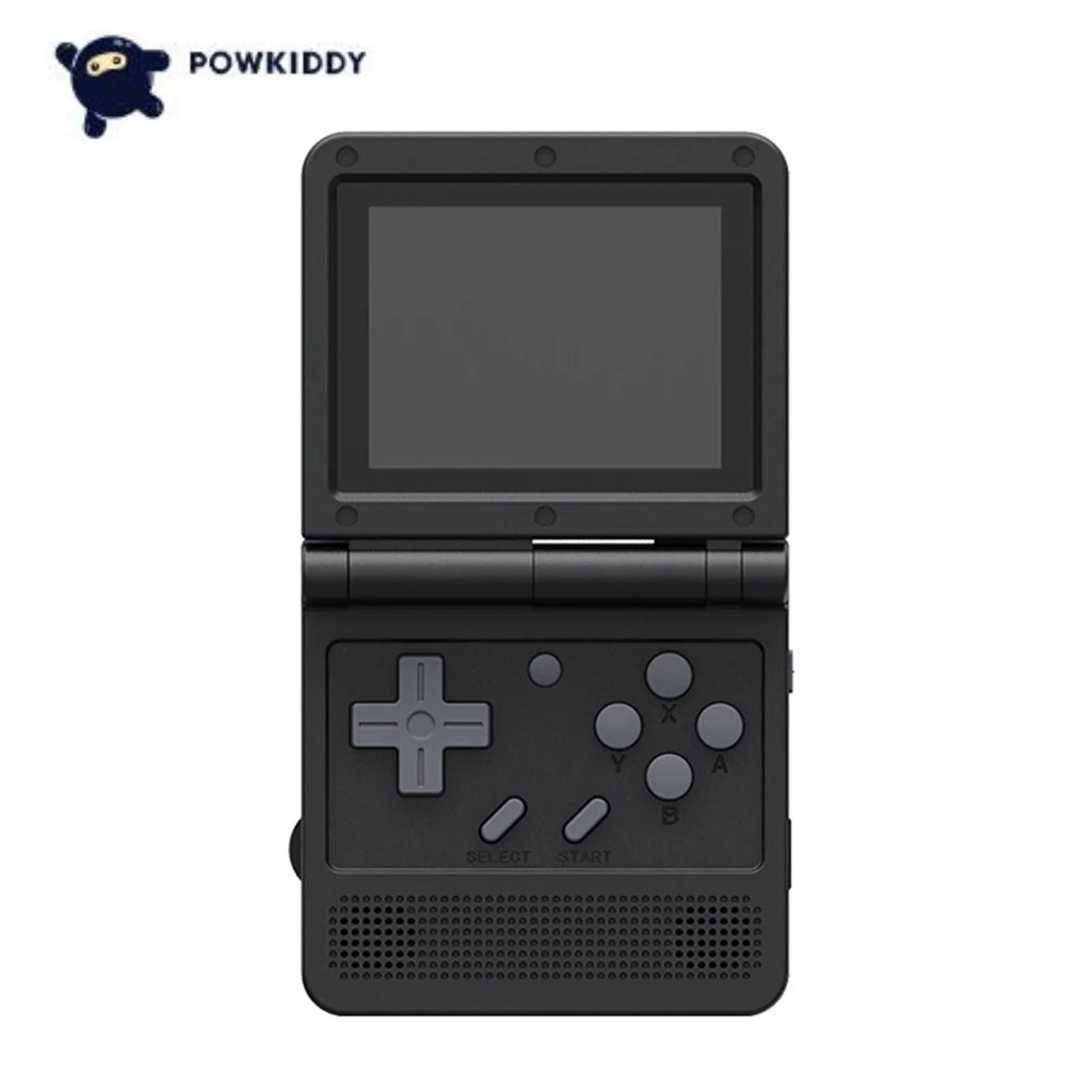 Powkiddy Handheld Game Console, 3.0-inch IPS Screen, Mini Folding Flap Design, 15 Emulators, Rechargeable and Portable for Endless Gaming