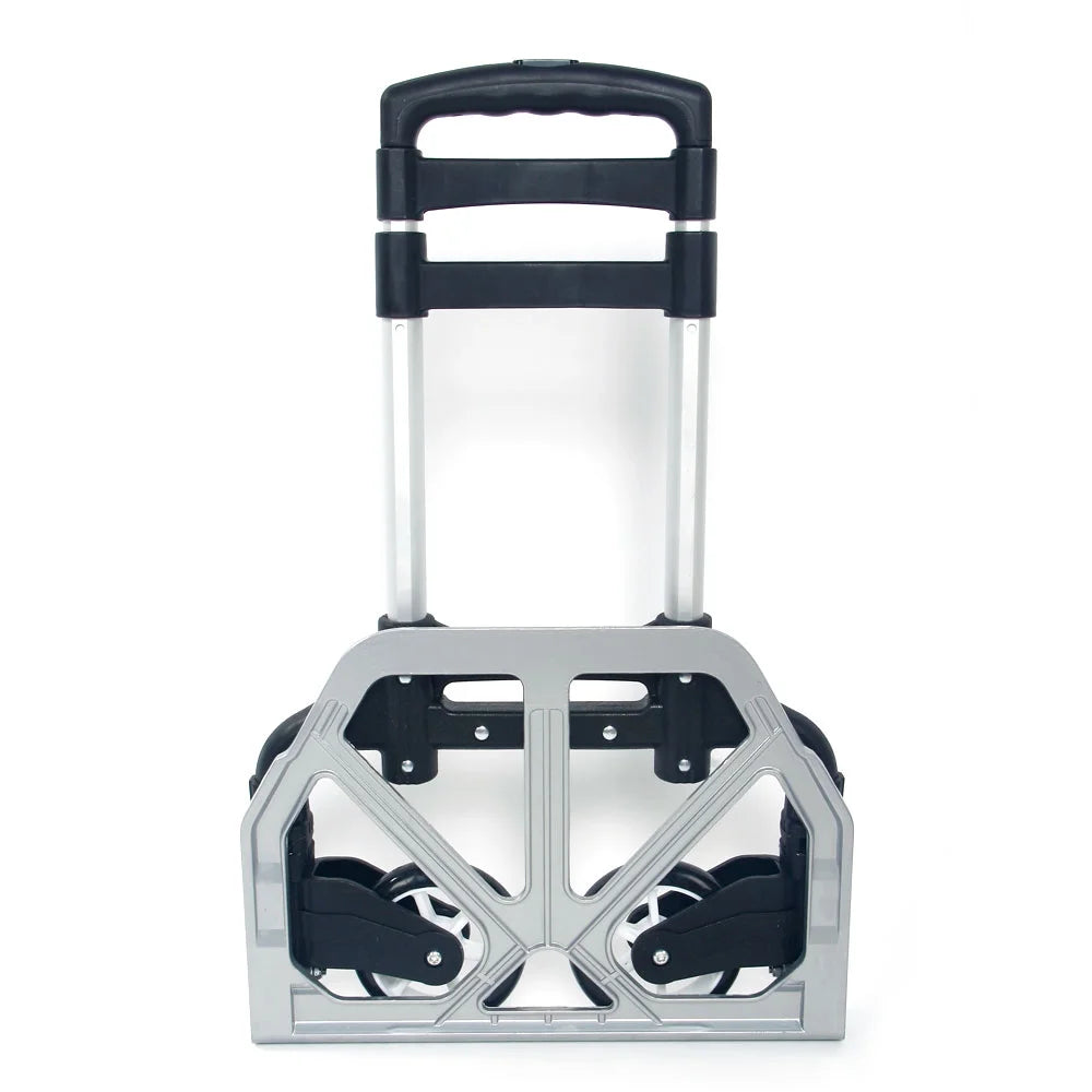 GoDecor Portable Foldable Trolley, with Telescopic Rod, for Carry Luggage, Black